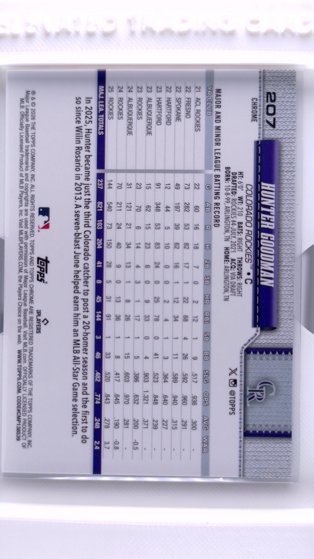 #207 Hunter Goodman - back