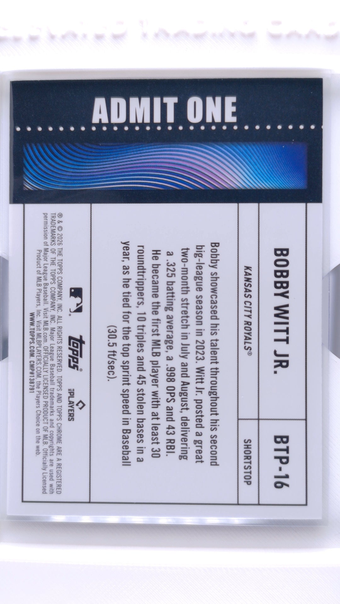 #BTP-16 Bobby Witt Jr. Big Ticket Players - back