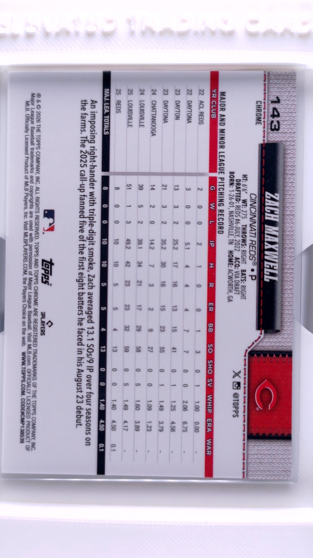 #143 Zach Maxwell Rookie - back