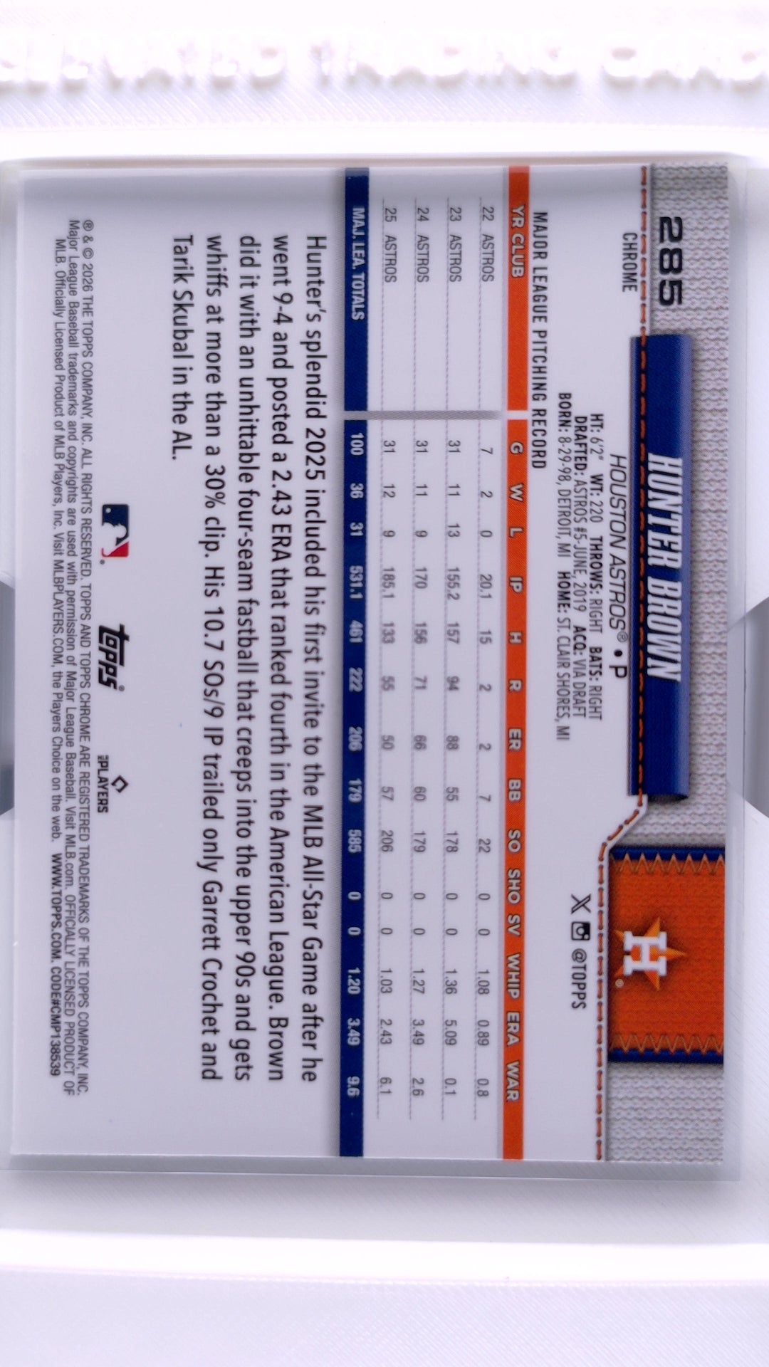 #285 Hunter Brown - back