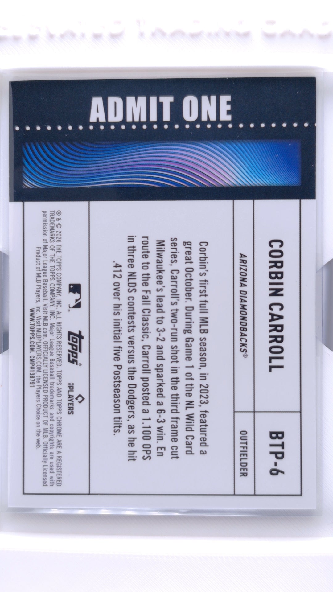 #BTP-6 Corbin Carroll Big Ticket Players - back