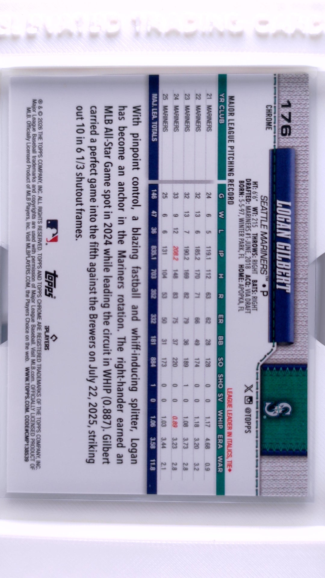 #176 Logan Gilbert - back
