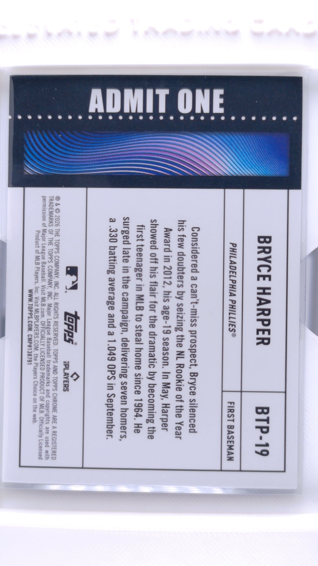#BTP-19 Bryce Harper Big Ticket Players - back