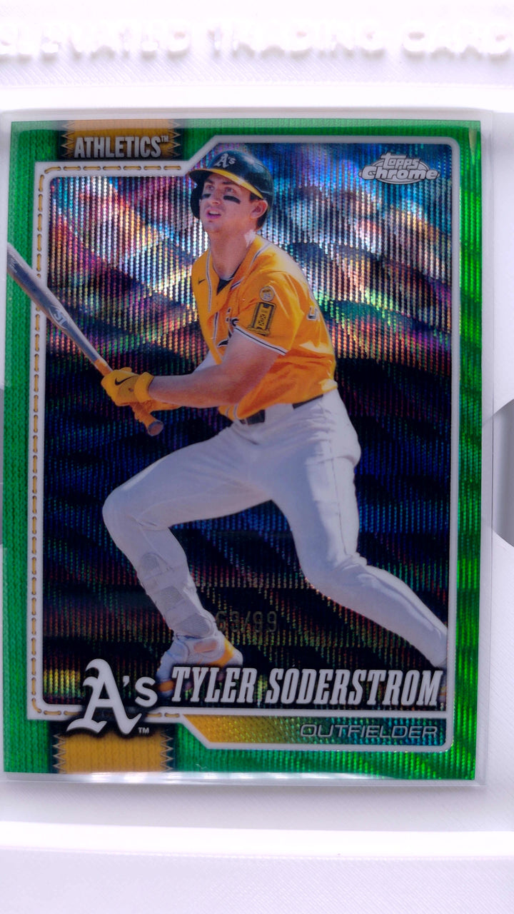 2026 Topps Chrome Baseball Tyler Soderstrom #211 Green Wave Refractor #63/99 — Front