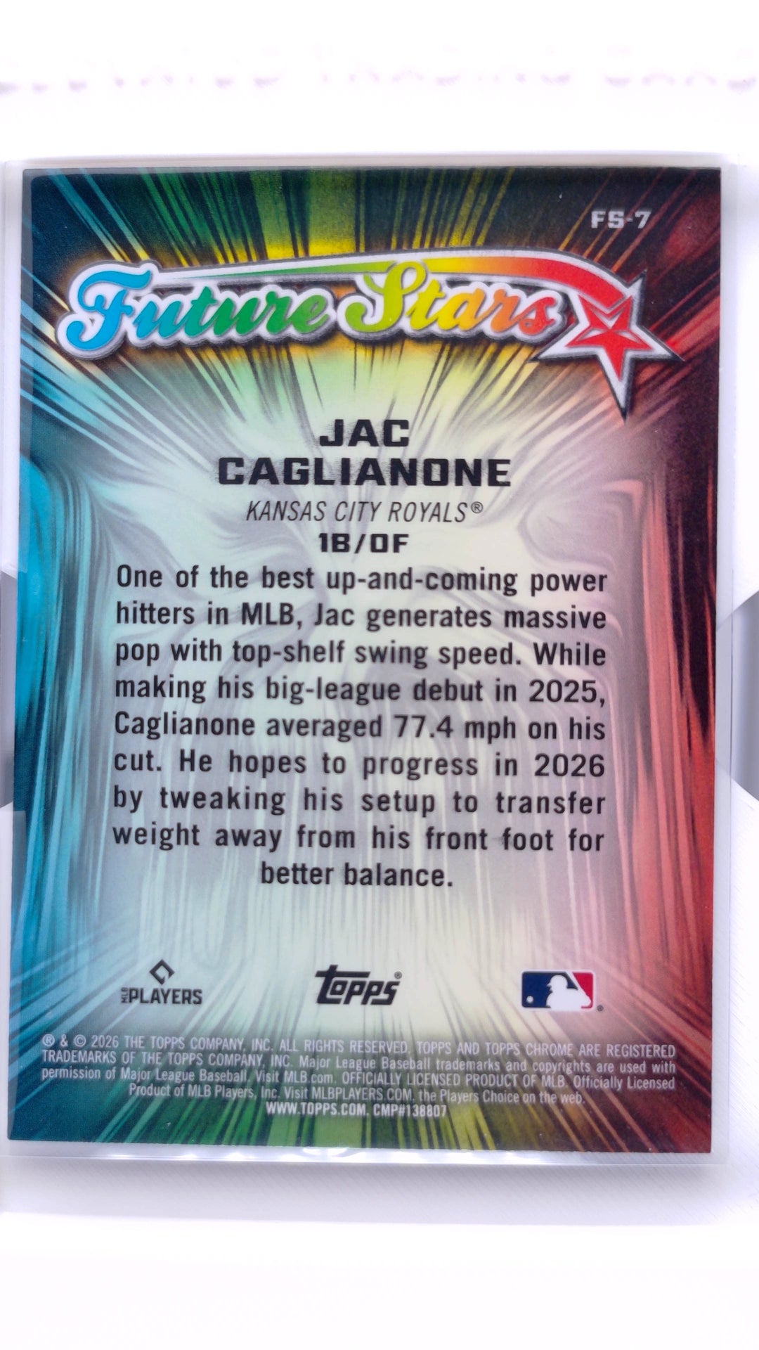 #FS-7 Jac Caglianone Rookie Future Stars - back