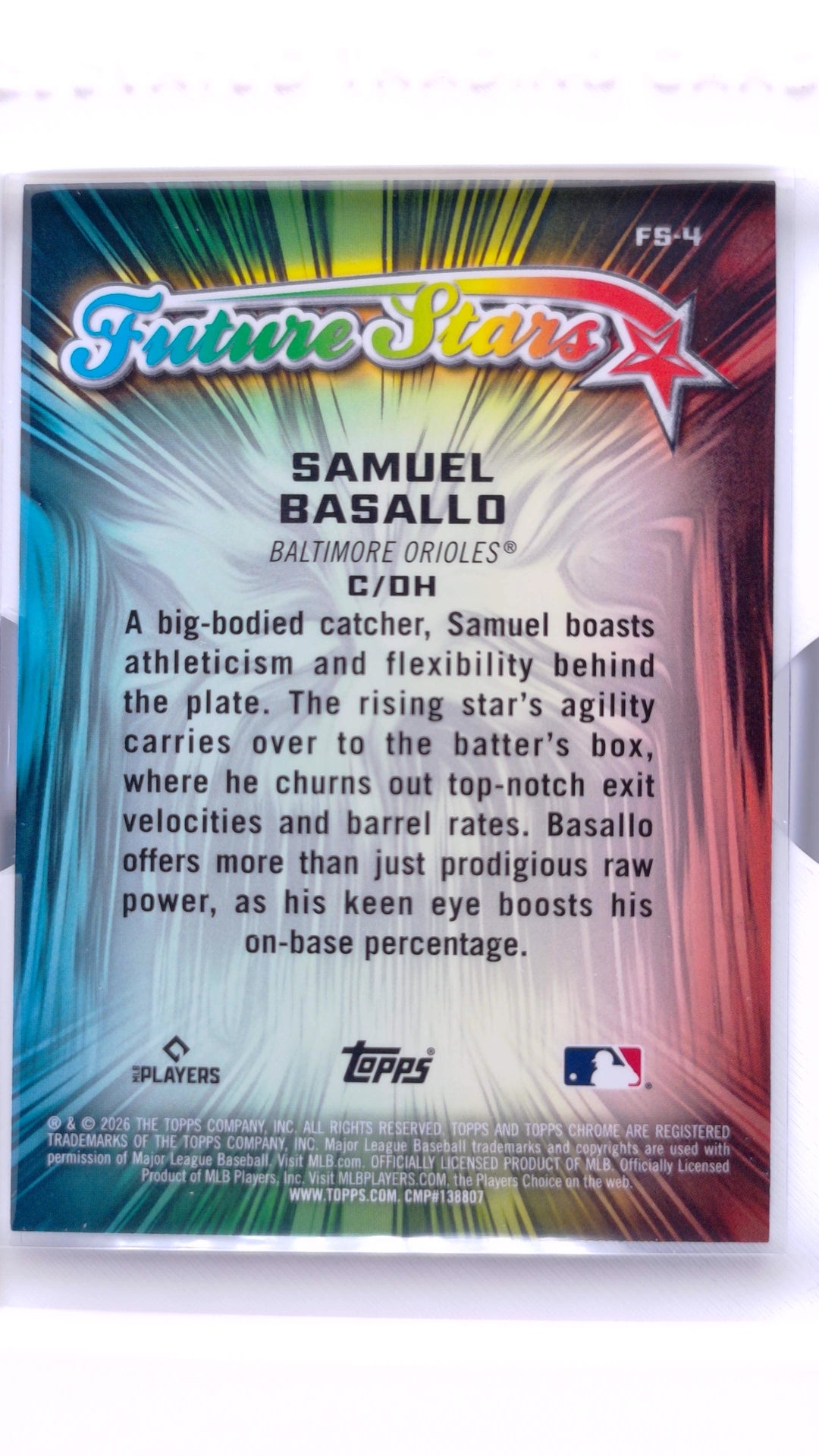 #FS-4 Samuel Basallo Rookie Future Stars - back