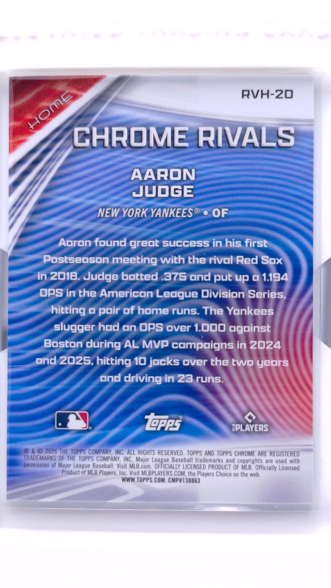 #RVH-20 Aaron Judge Chrome Rivals - Home - back