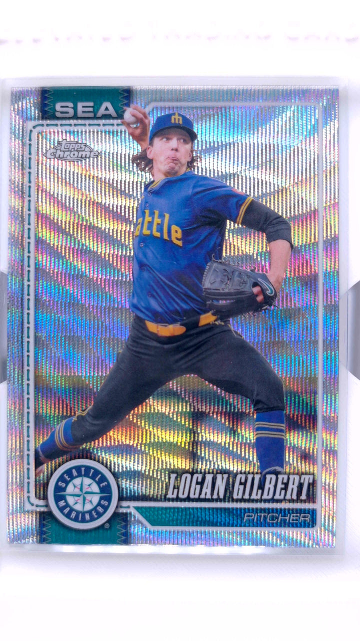 2026 Topps Chrome Baseball Logan Gilbert #176 Wave Refractor — Front