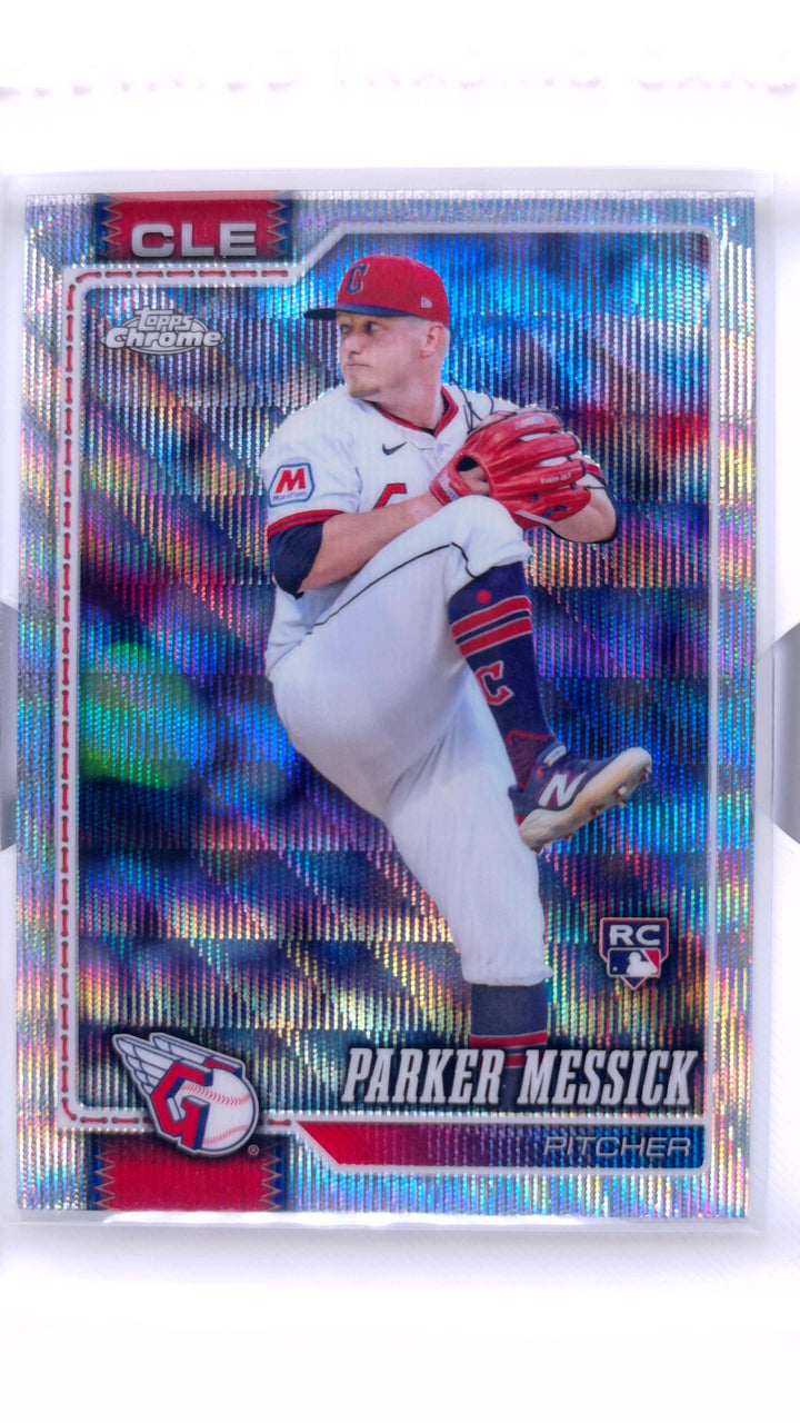 2026 Topps Chrome Baseball Parker Messick #184 Wave Refractor RC — Front