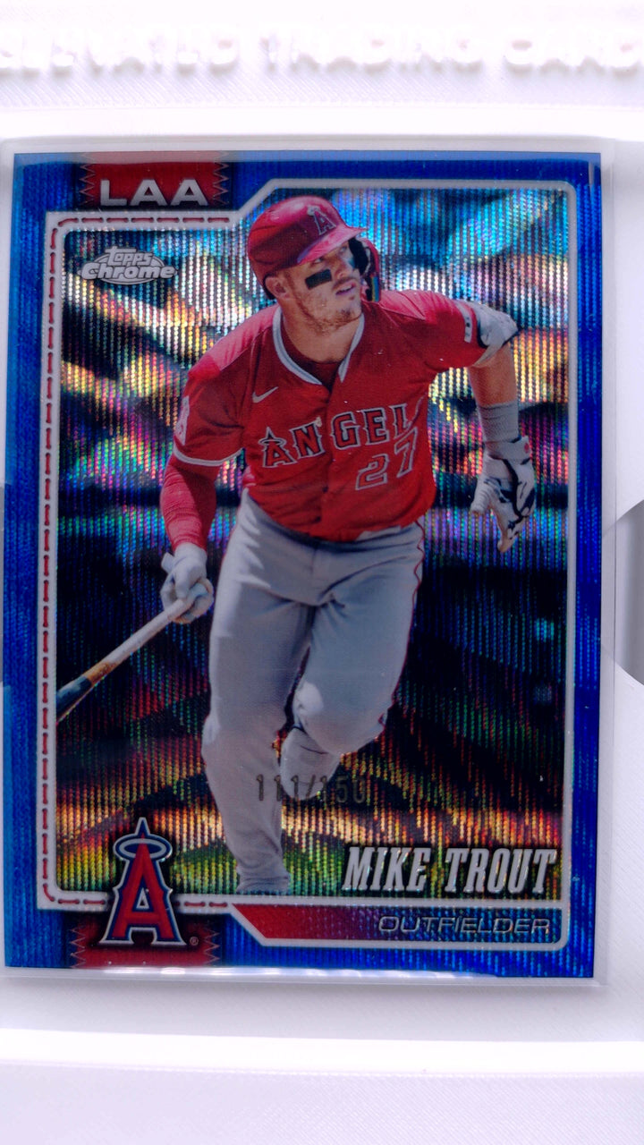 2026 Topps Chrome Baseball Mike Trout #200 Blue Wave Refractor #111/150 — Front