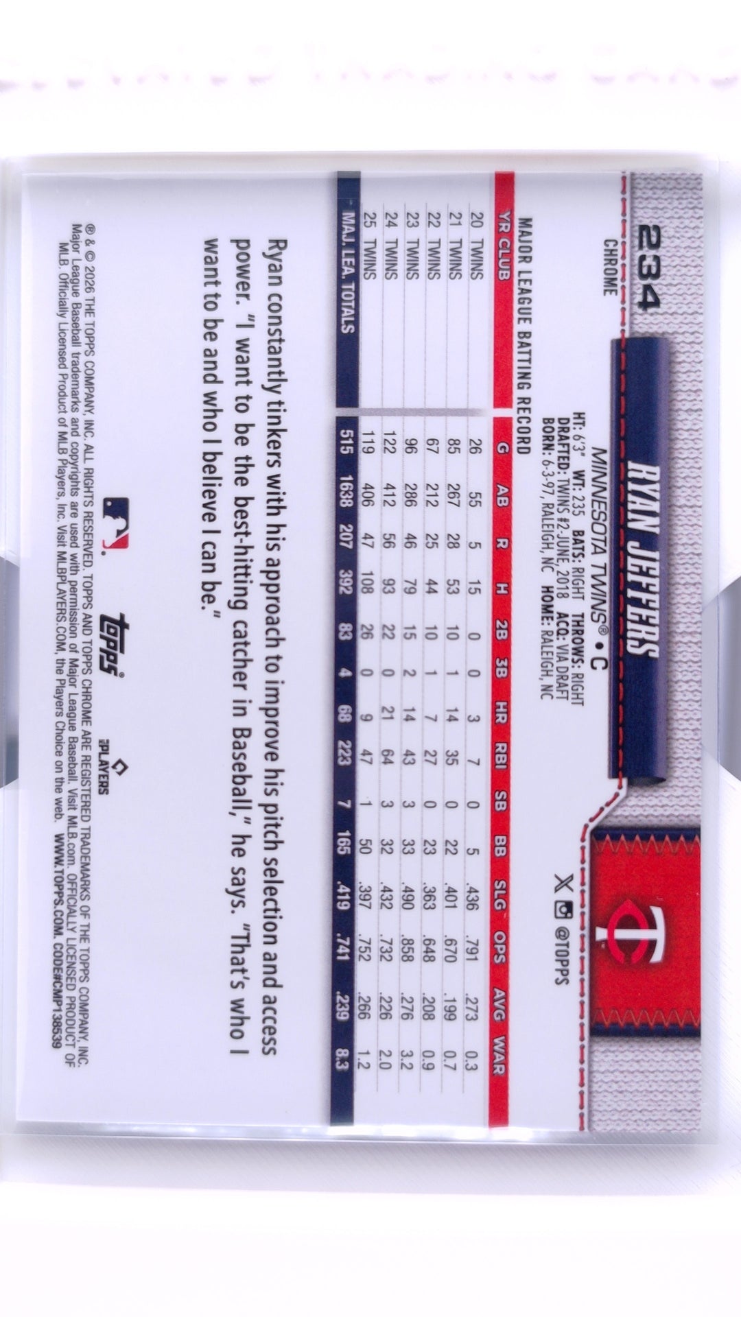 #234 Ryan Jeffers Wave Refractor - back