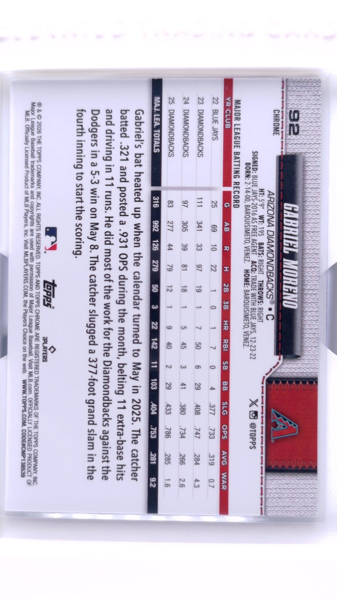 #92 Gabriel Moreno Wave Refractor - back