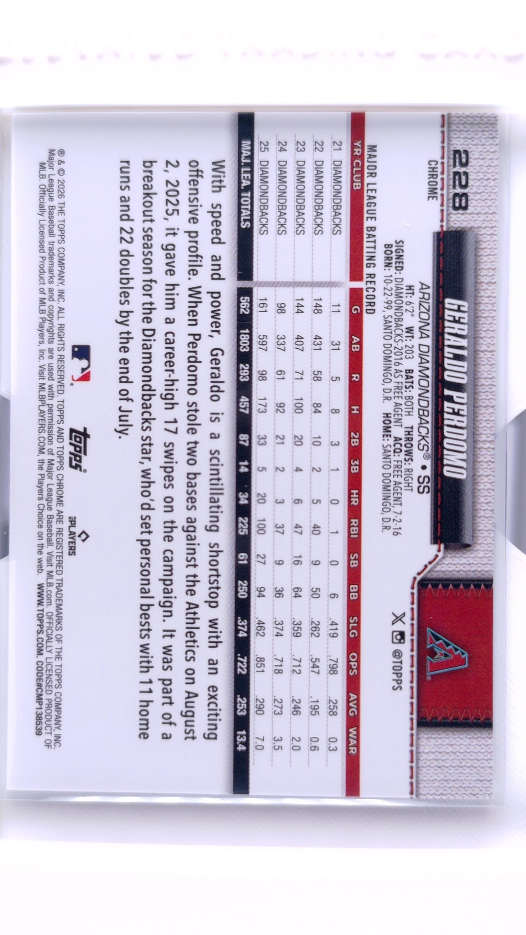 #228 Geraldo Perdomo Wave Refractor - back