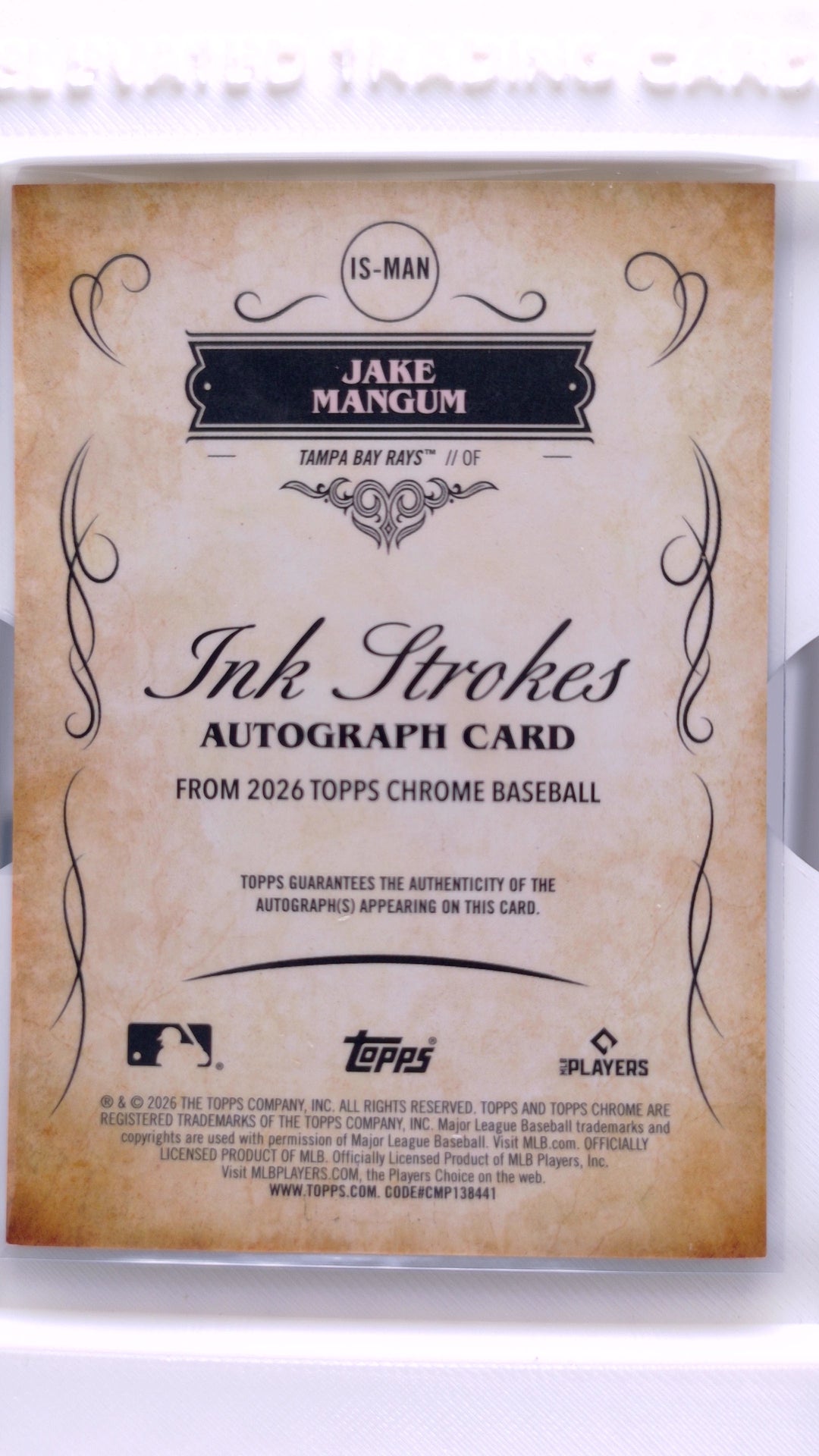 #IS-MAN Jake Mangum Ink Strokes Blue Refractor #137/150 - back