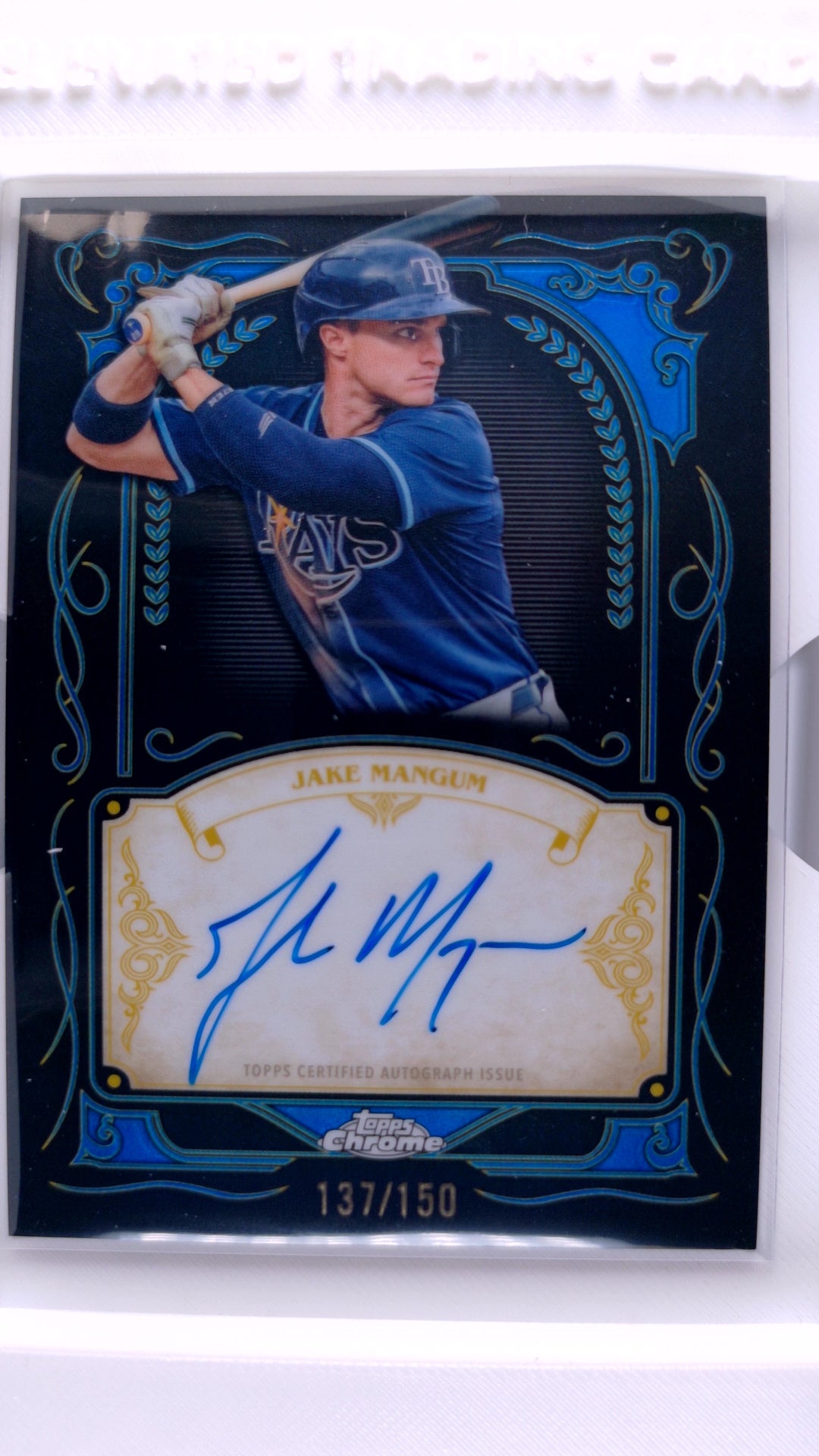 #IS-MAN Jake Mangum Ink Strokes Blue Refractor #137/150 - front