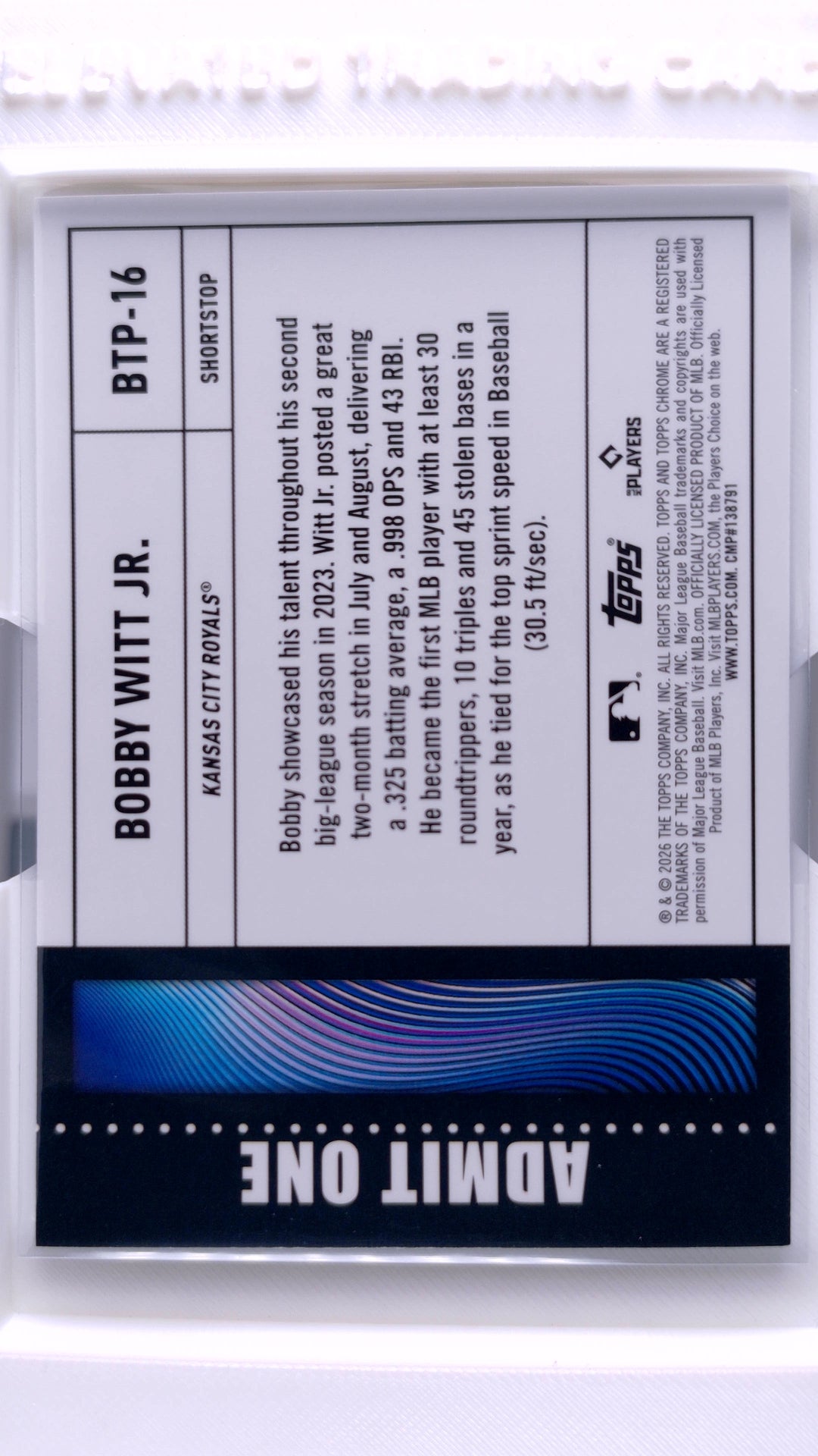 #BTP-16 Bobby Witt Jr. Big Ticket Players - back
