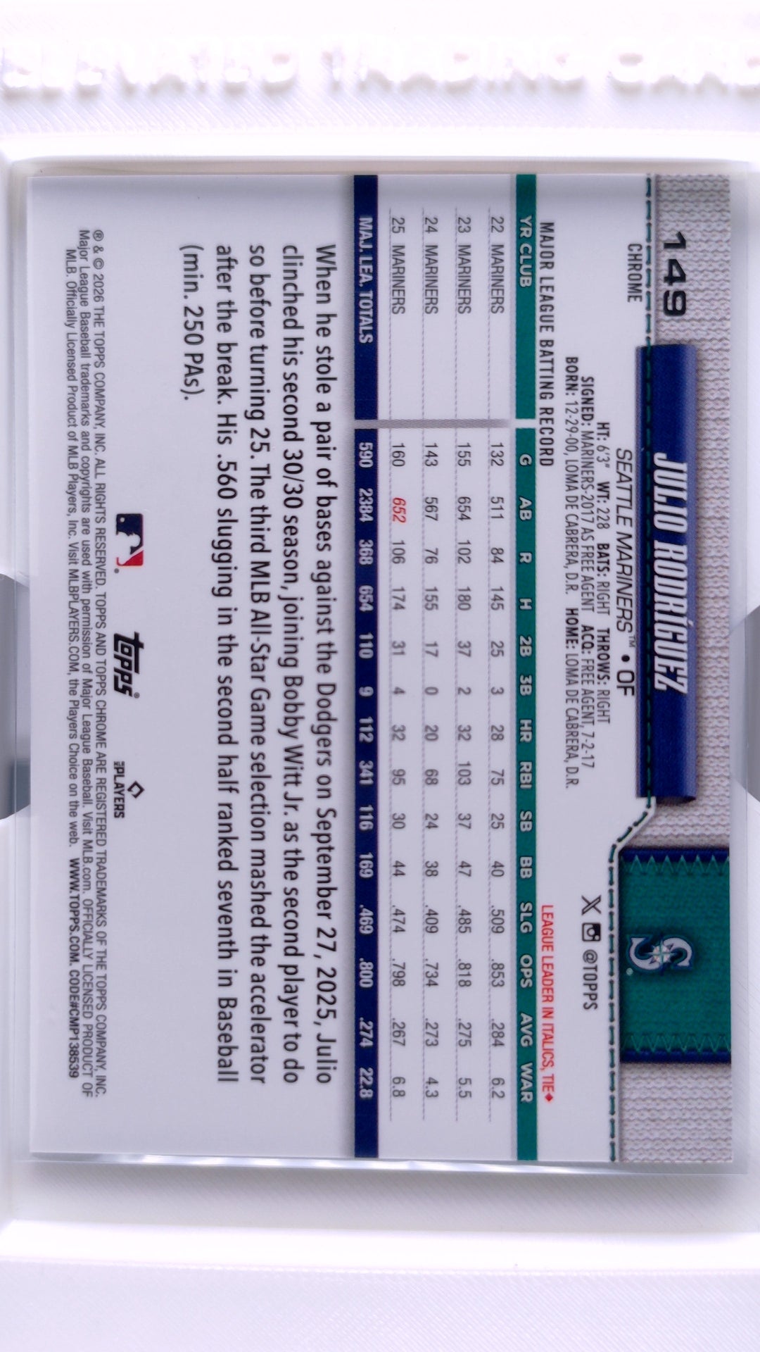 #149 Julio Rodríguez Wave Refractor - back