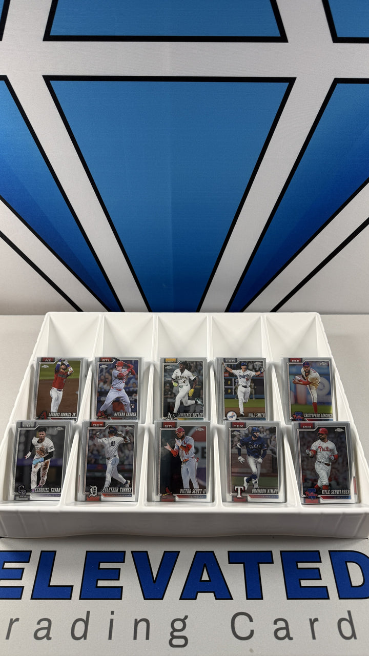 Founder Funded #6 — Base Card Lot 2 (Remainder) — 2026 Topps Chrome, 103 cards — Stack photo