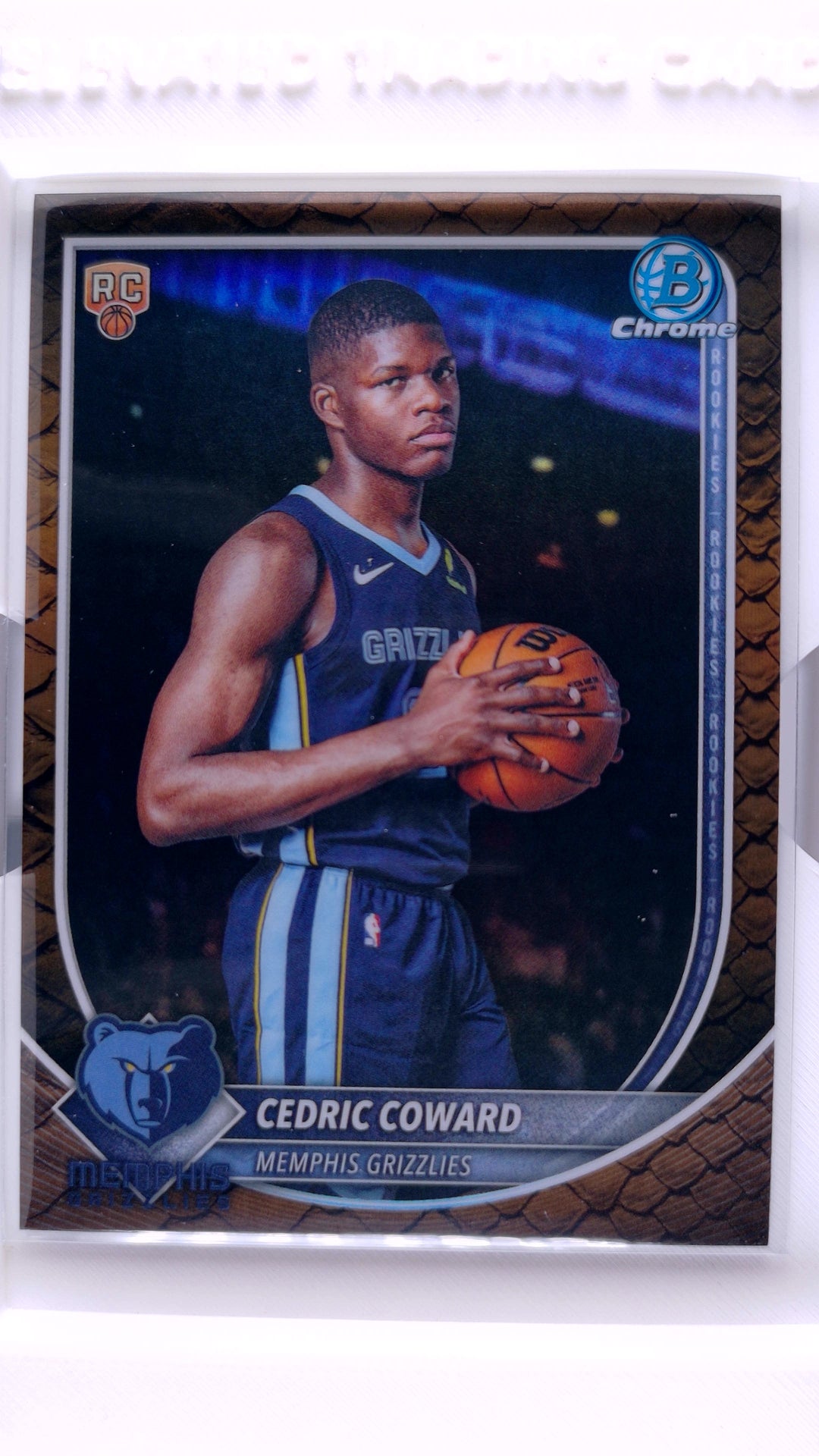 #BCV-11 Cedric Coward Rookie Chrome Reptilian Refractor - front