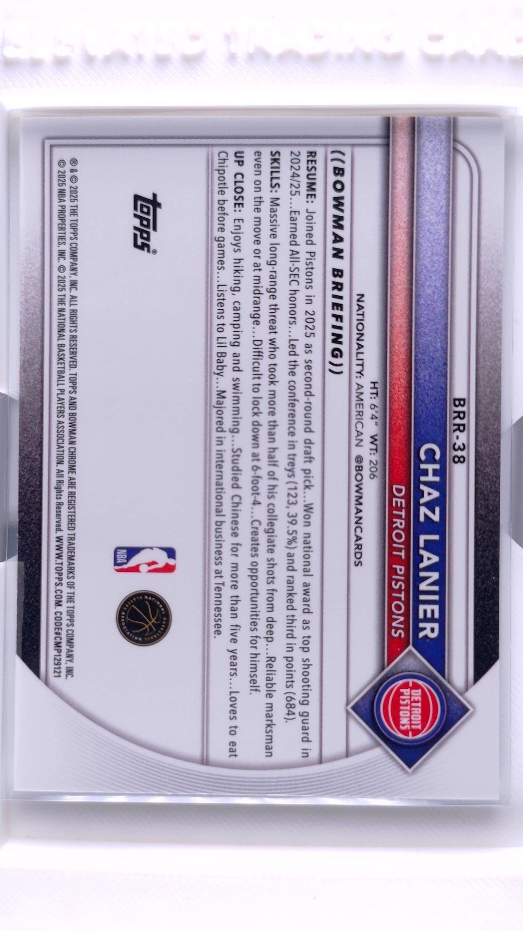 #BRR-38 Chaz Lanier Rookie Red Rookie Variations - back