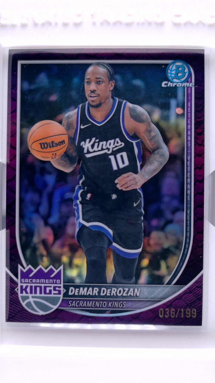2025 Bowman Basketball DeMar DeRozan #BCV-127 Chrome Reptilian Fuchsia Refractor #36/199 — Front