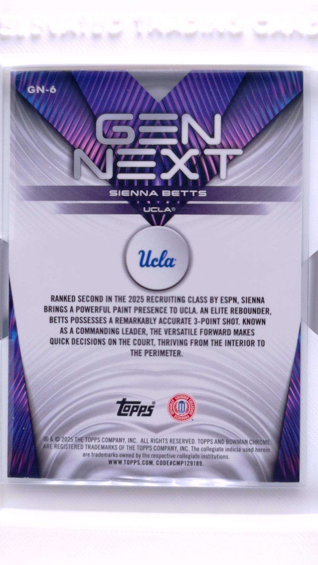 #GN-6 Sienna Betts Gen Next Aqua Refractor #30/125 - back