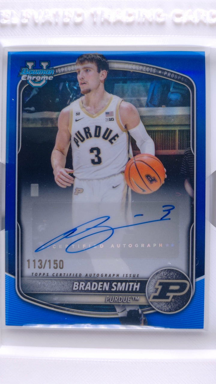 2025 Bowman Basketball Braden Smith #CPA-BM Chrome Prospect Autographs Blue Refractor #113/150 Auto — Front