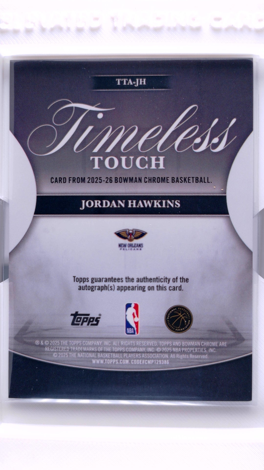 #TTA-JH Jordan Hawkins Timeless Touch Signatures - back