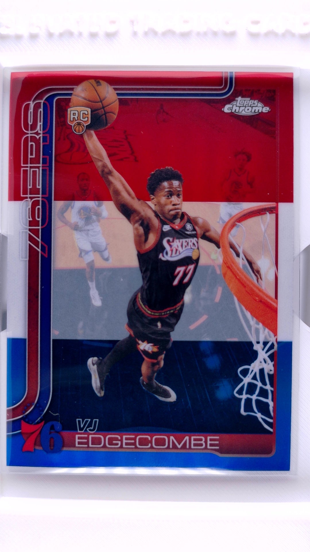 #153 VJ Edgecombe Rookie Red, White & Blue Refractor - front