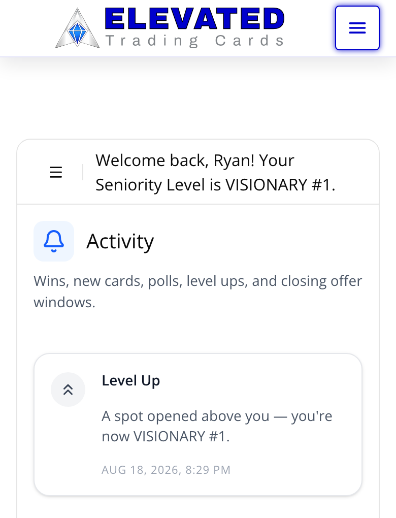 The Team Member Portal showing an automatic Level Up — a member elevated to a higher Seniority Level