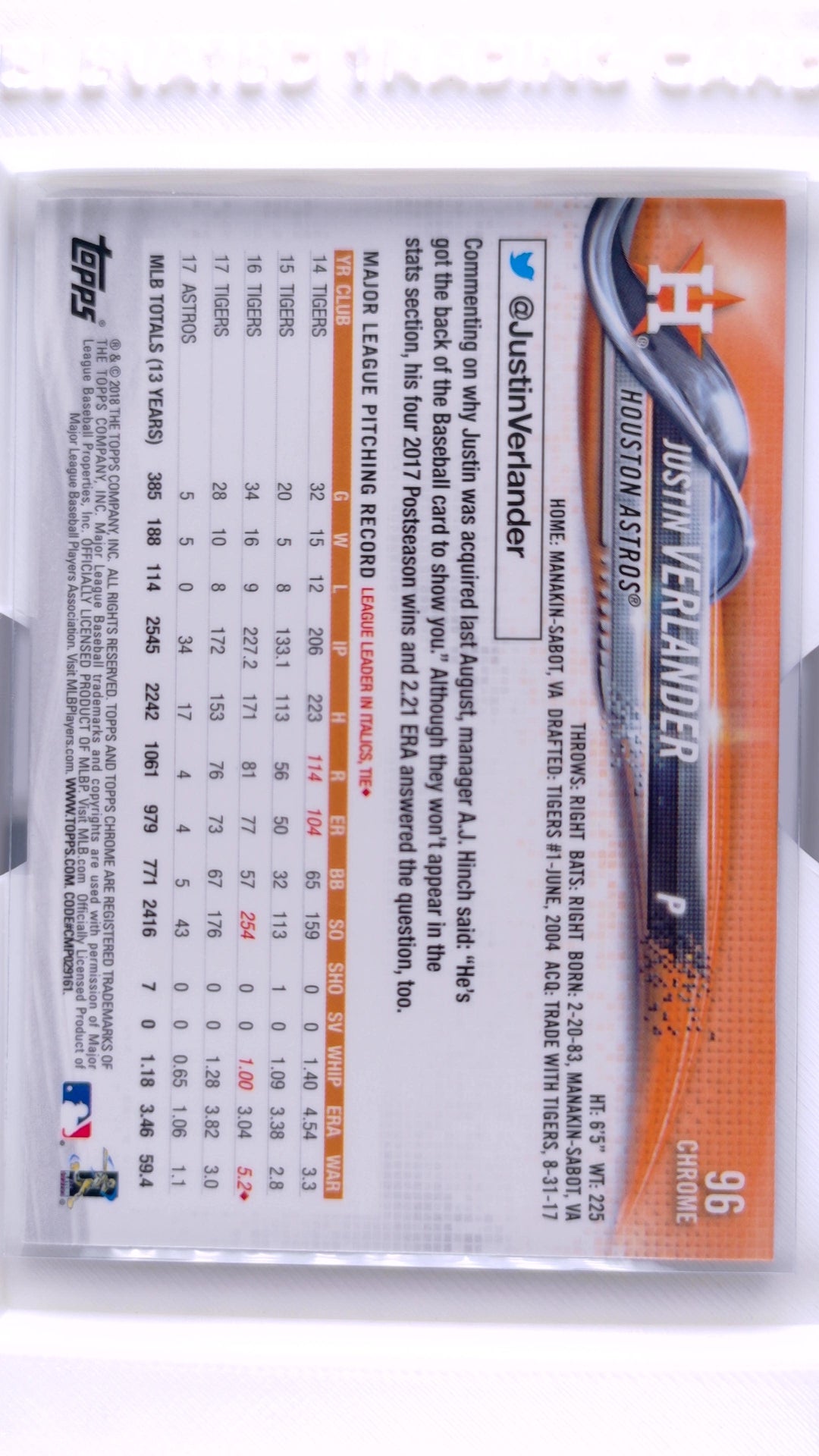 #96 Justin Verlander - back