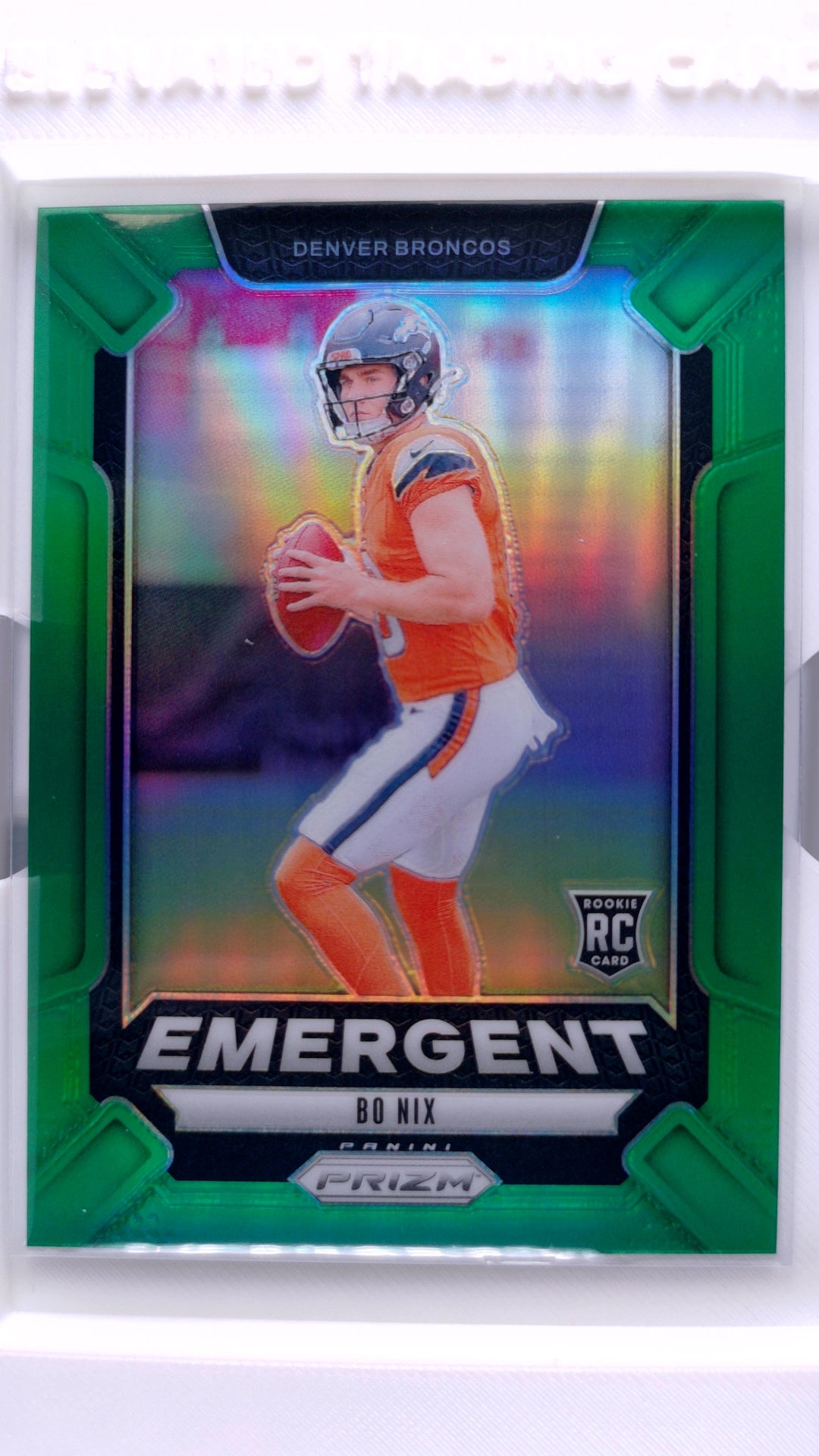 #3 Bo Nix Rookie Emergent Green Prizm - front