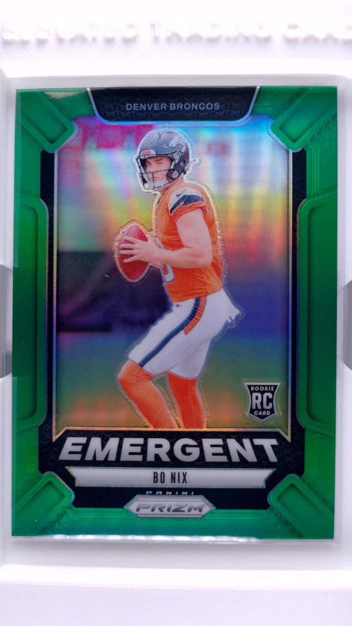 2024 Panini Prizm Football Bo Nix #3 Emergent Green Prizm RC — Front