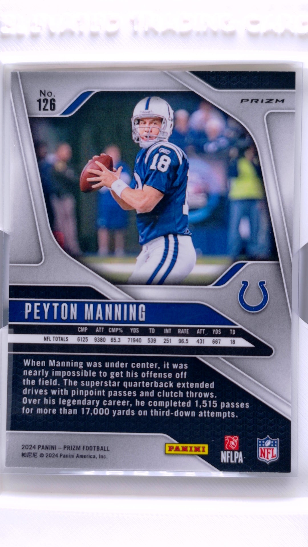 #126 Peyton Manning Silver Prizm - back