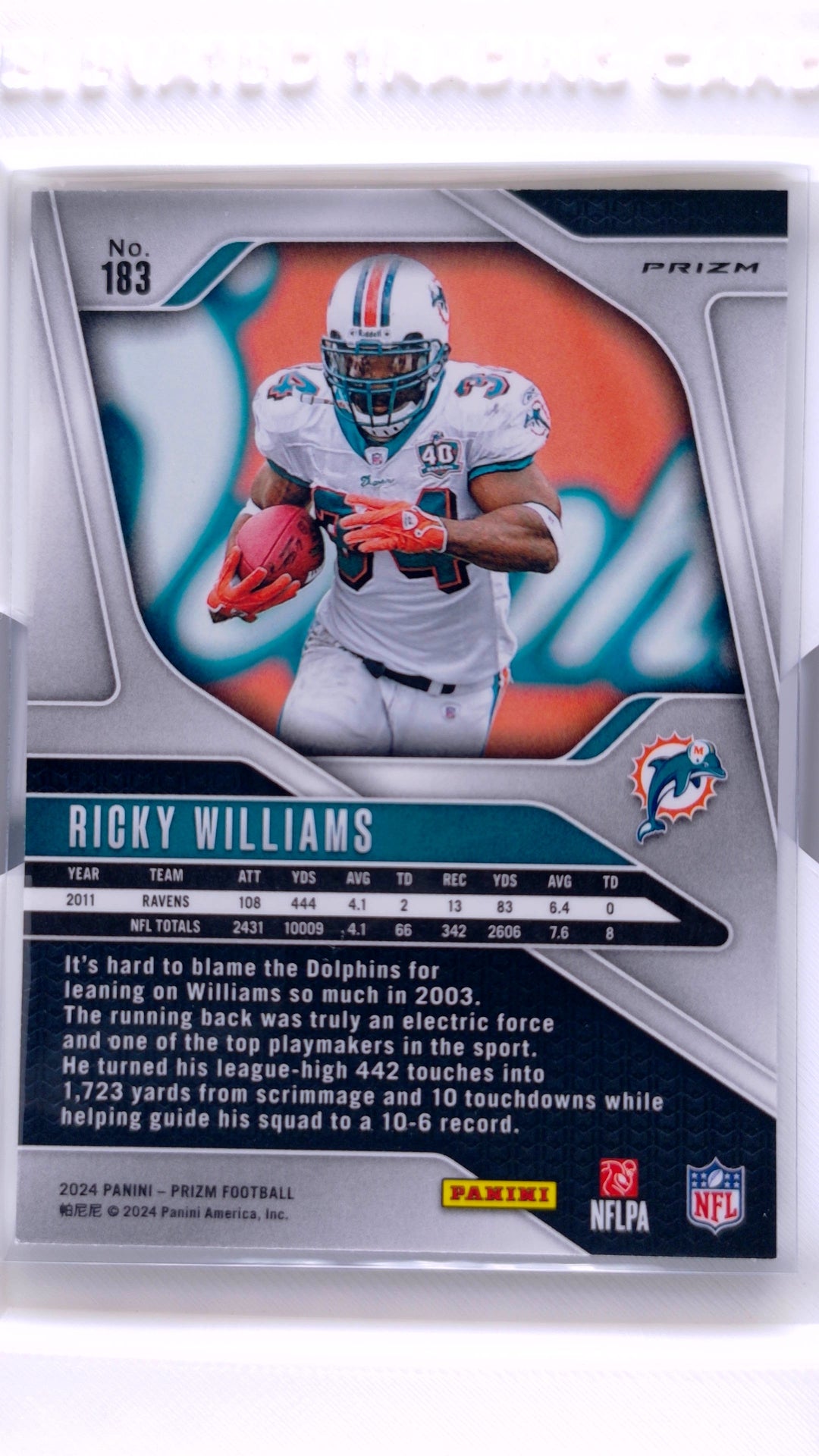 #183 Ricky Williams Silver Prizm - back