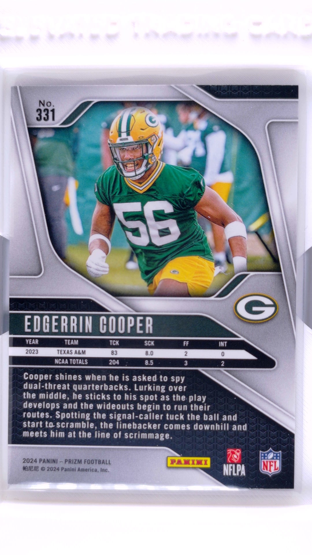 #331 Edgerrin Cooper Rookie - back
