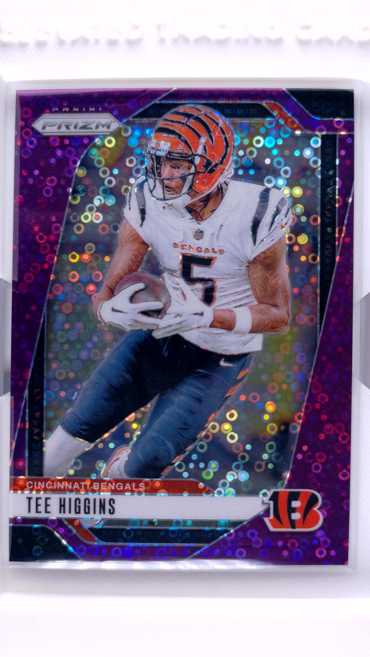 2024 Panini Prizm Football Tee Higgins #58 No Huddle Purple Prizm #34/49 — Front