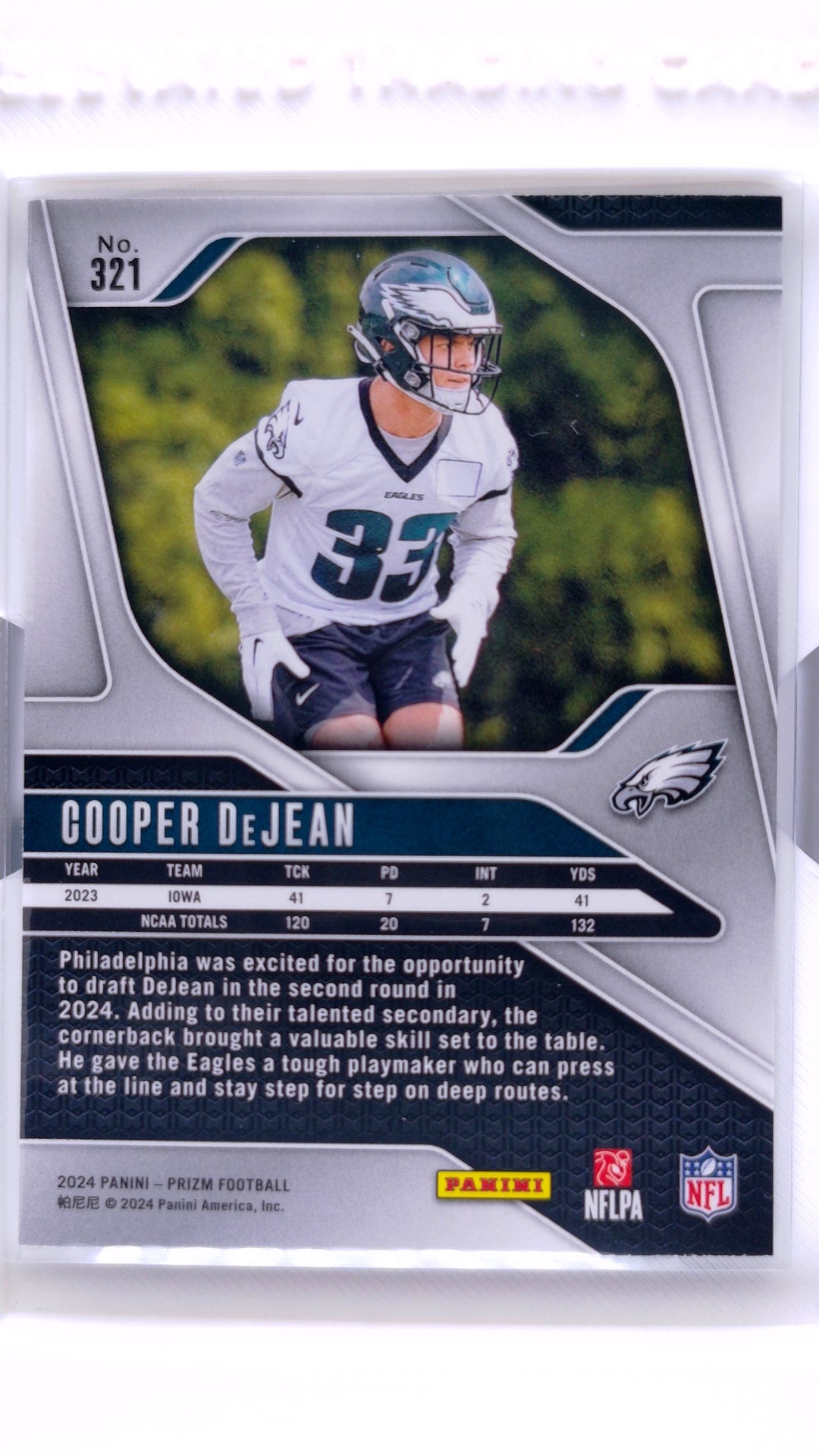 #321 Cooper DeJean Rookie - back