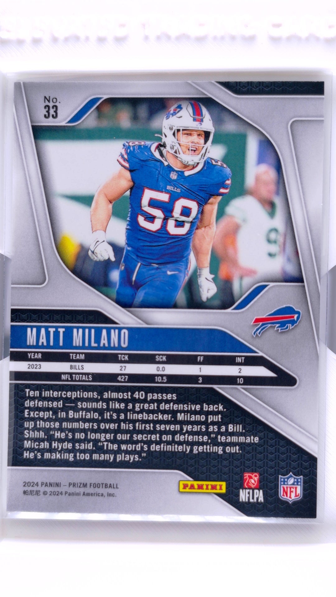 #33 Matt Milano - back