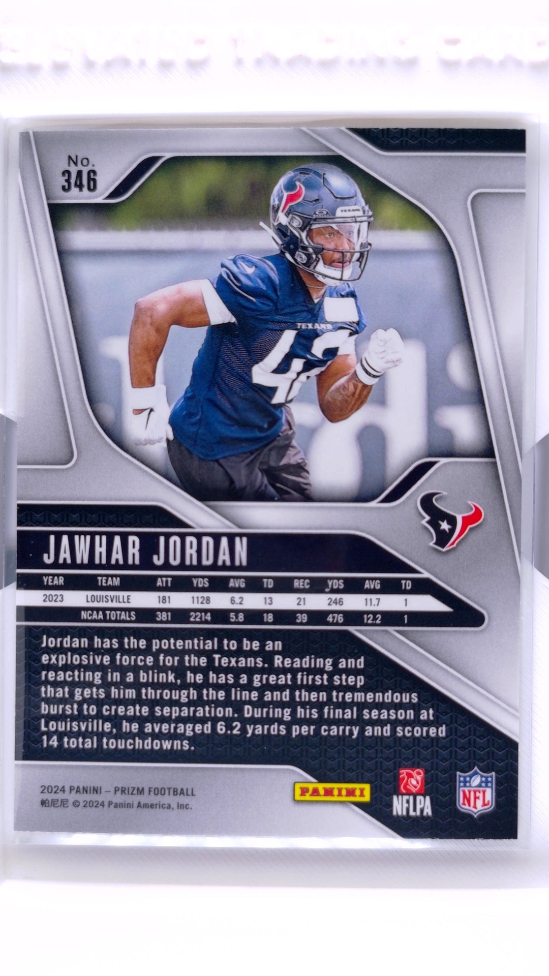 #346 Jawhar Jordan Rookie - back
