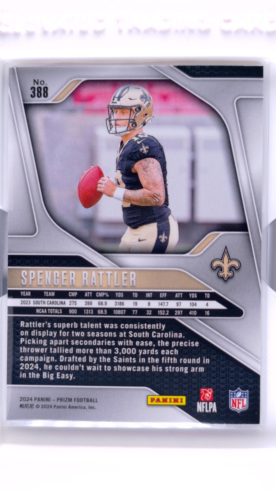 #388 Spencer Rattler Rookie - back