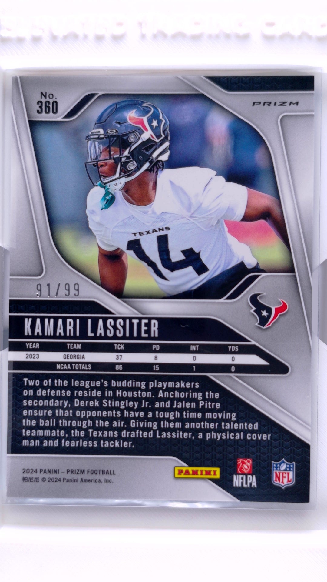 #360 Kamari Lassiter Rookie No Huddle Blue Prizm #91/99 - back