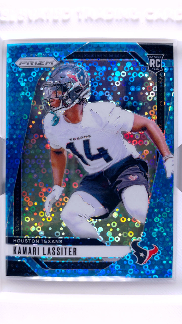 2024 Panini Prizm Football Kamari Lassiter #360 No Huddle Blue Prizm #91/99 RC — Front