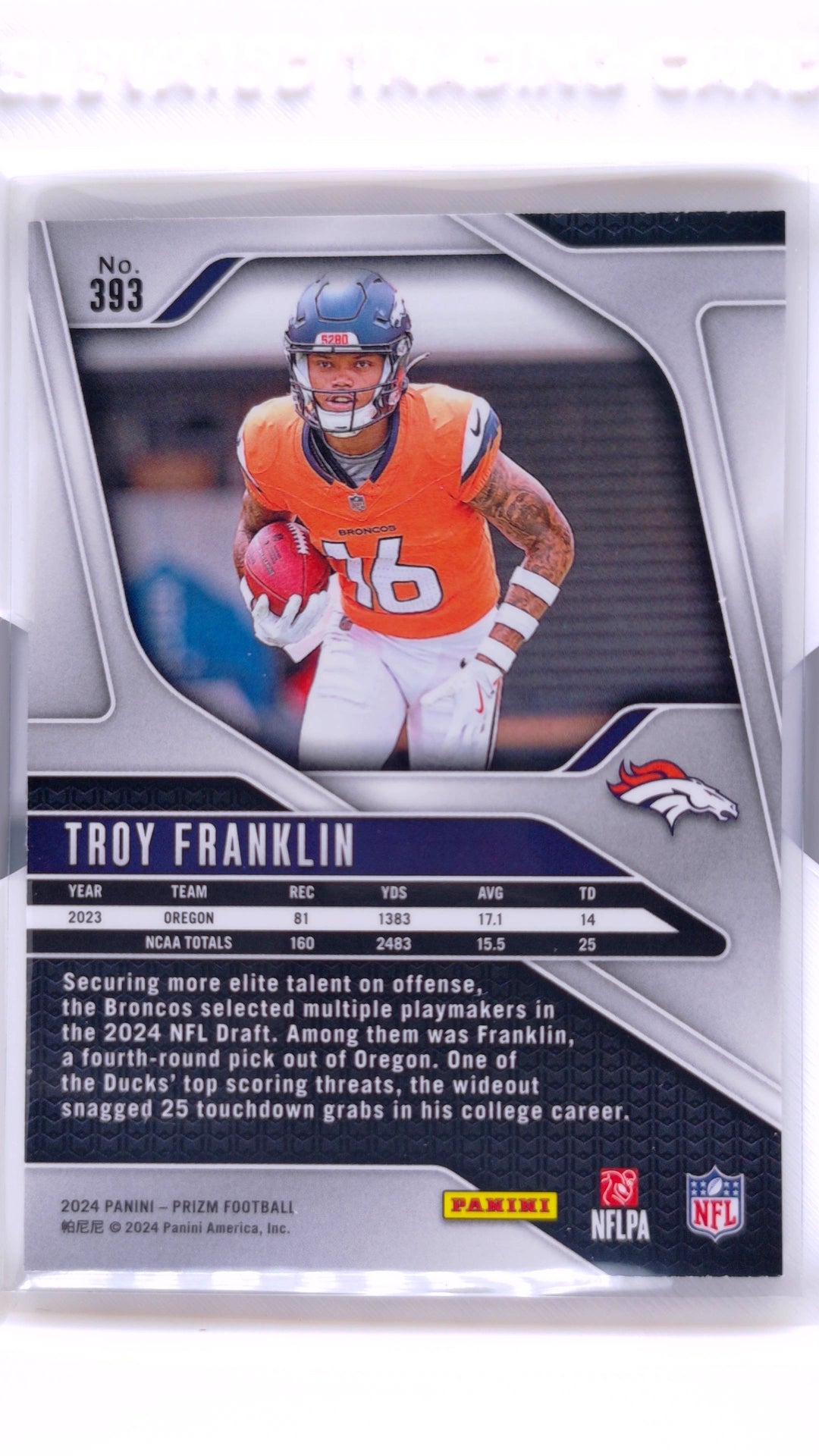 #393 Troy Franklin Rookie - back