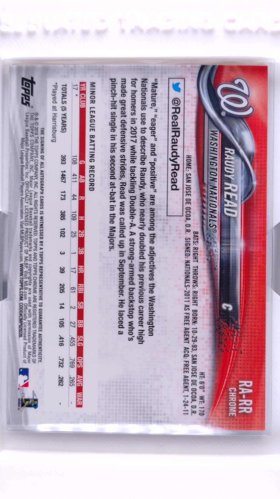 #RA-RR Raudy Read Rookie Rookie Autographs - back