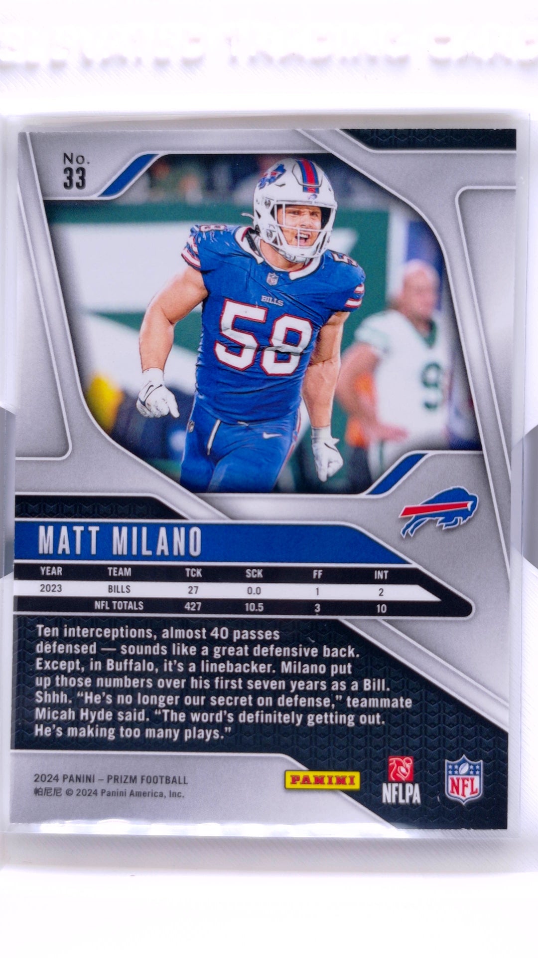 #33 Matt Milano - back