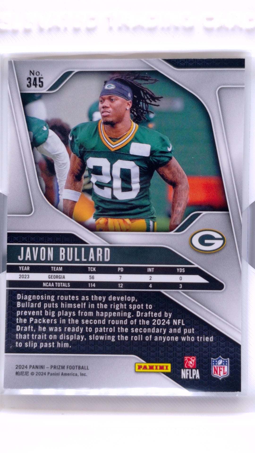 #345 Javon Bullard Rookie - back