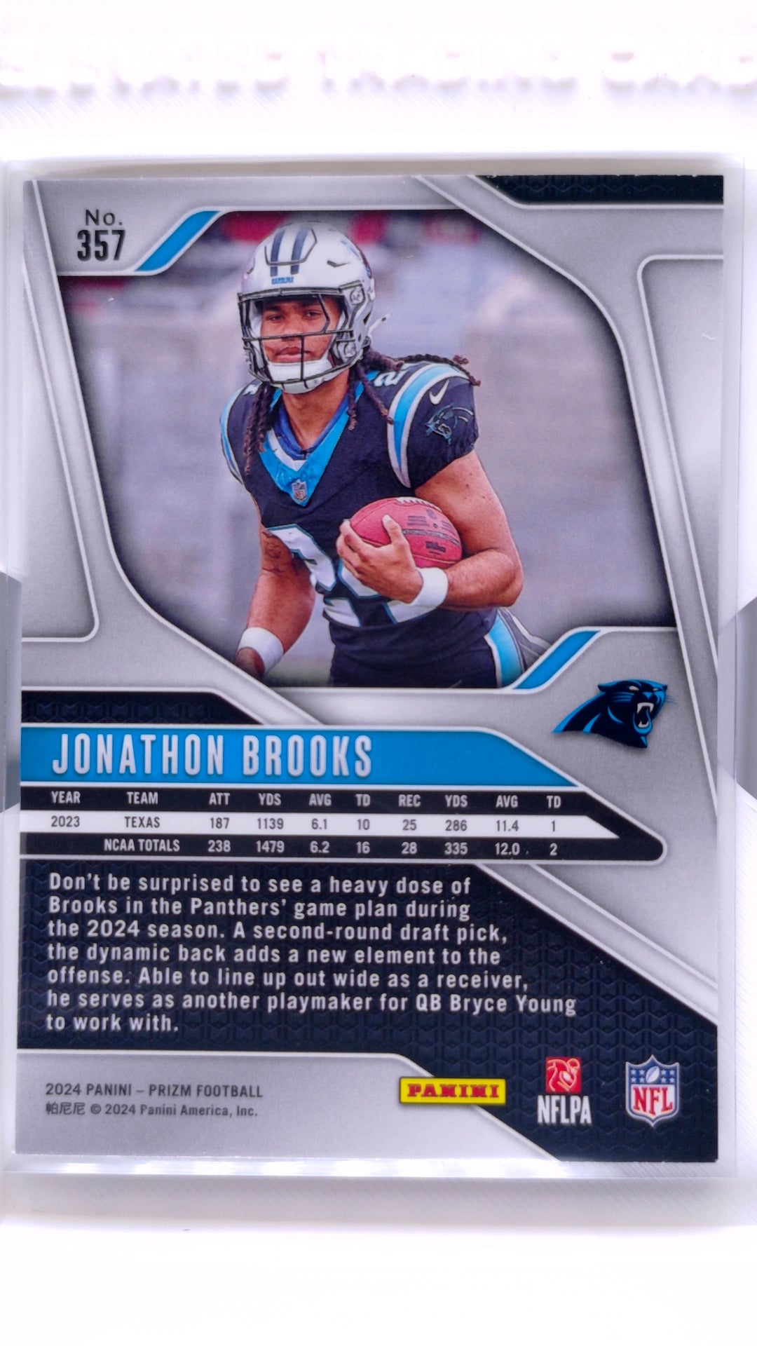 #357 Jonathon Brooks Rookie - back