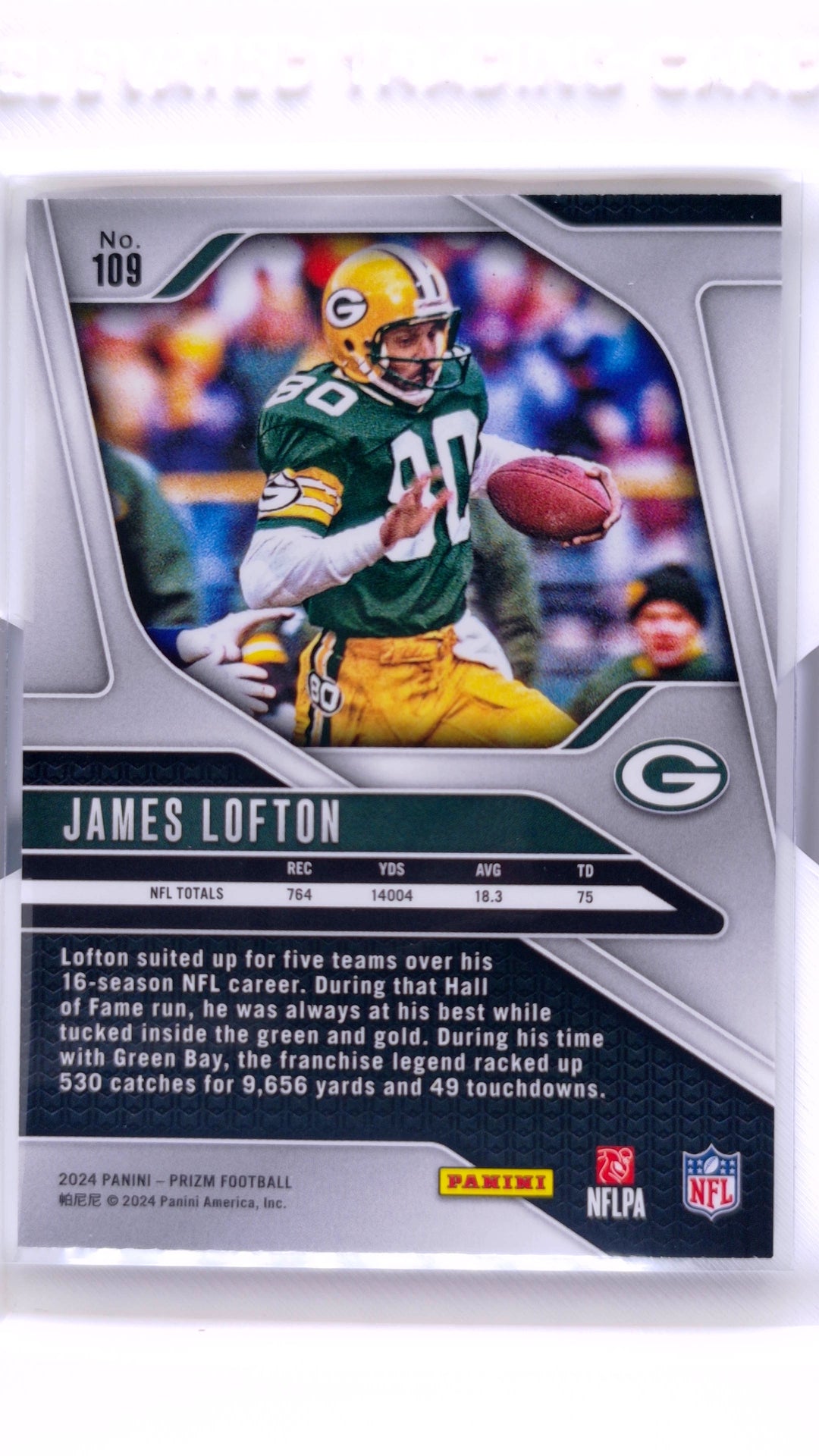 #109 James Lofton - back