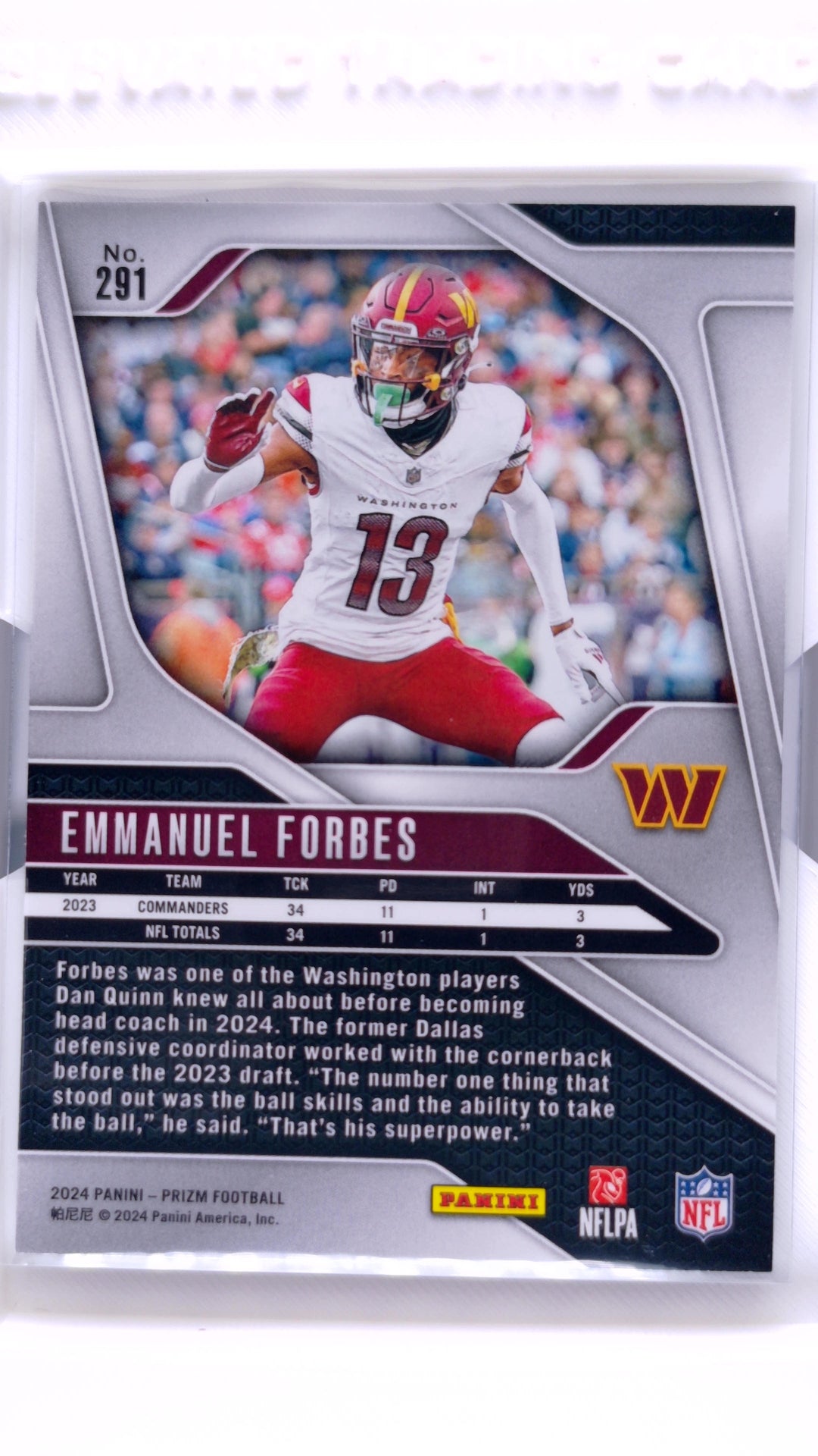 #291 Emmanuel Forbes - back